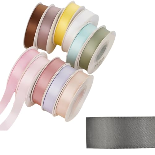 HSTWODE 1Stück Satinband Bänder,Schwarz-Grau-Töne Extra langes Band, 2.5cm 9100cm Breit Geschenkband für Dekoration, Geschenkverpackung, Kunsthandwerk, Haarschleifen, Blumenstrauß (8018#) von HSTWODE