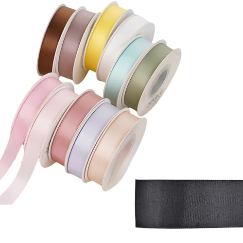 HSTWODE 1Stück Satinband Bänder,Schwarz-Grau-Töne Extra langes Band, 2.5cm 9100cm Breit Geschenkband für Dekoration, Geschenkverpackung, Kunsthandwerk, Haarschleifen, Blumenstrauß (8109#) von HSTWODE