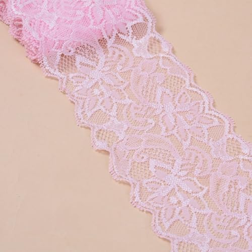 HSTWODE 2/5 Yards 8cm Breite Elastizität Spitzenbordüre Spitzenband,Bunte Spitzen-Blumen Borte Dekoband Zierspitze Zierband Spitzenstoff Spitzenborte zum Nähen,DIY Basteln (1#, 5 yards) von HSTWODE