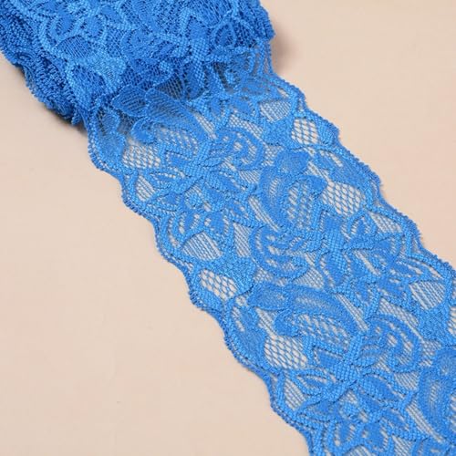 HSTWODE 2/5 Yards 8cm Breite Elastizität Spitzenbordüre Spitzenband,Bunte Spitzen-Blumen Borte Dekoband Zierspitze Zierband Spitzenstoff Spitzenborte zum Nähen,DIY Basteln (12#, 5 yards) von HSTWODE