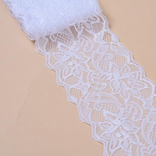 HSTWODE 2/5 Yards 8cm Breite Elastizität Spitzenbordüre Spitzenband,Bunte Spitzen-Blumen Borte Dekoband Zierspitze Zierband Spitzenstoff Spitzenborte zum Nähen,DIY Basteln (16#, 5 yards) von HSTWODE