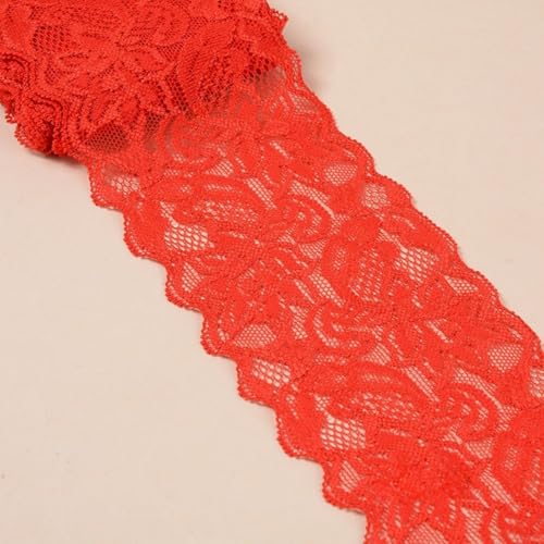 HSTWODE 2/5 Yards 8cm Breite Elastizität Spitzenbordüre Spitzenband,Bunte Spitzen-Blumen Borte Dekoband Zierspitze Zierband Spitzenstoff Spitzenborte zum Nähen,DIY Basteln (17#, 5 yards) von HSTWODE
