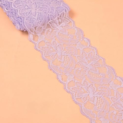 HSTWODE 2/5 Yards 8cm Breite Elastizität Spitzenbordüre Spitzenband,Bunte Spitzen-Blumen Borte Dekoband Zierspitze Zierband Spitzenstoff Spitzenborte zum Nähen,DIY Basteln (19#, 5 yards) von HSTWODE