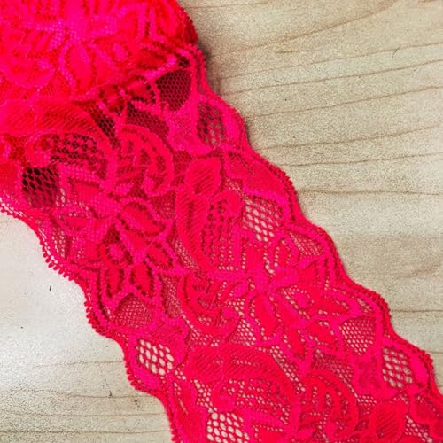 HSTWODE 2/5 Yards 8cm Breite Elastizität Spitzenbordüre Spitzenband,Bunte Spitzen-Blumen Borte Dekoband Zierspitze Zierband Spitzenstoff Spitzenborte zum Nähen,DIY Basteln (25#, 5 yards) von HSTWODE