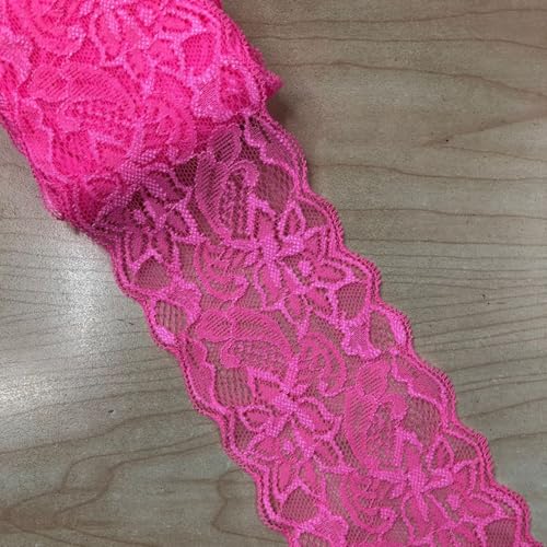 HSTWODE 2/5 Yards 8cm Breite Elastizität Spitzenbordüre Spitzenband,Bunte Spitzen-Blumen Borte Dekoband Zierspitze Zierband Spitzenstoff Spitzenborte zum Nähen,DIY Basteln (27#, 5 yards) von HSTWODE