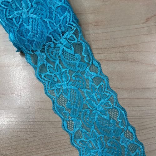 HSTWODE 2/5 Yards 8cm Breite Elastizität Spitzenbordüre Spitzenband,Bunte Spitzen-Blumen Borte Dekoband Zierspitze Zierband Spitzenstoff Spitzenborte zum Nähen,DIY Basteln (28#, 5 yards) von HSTWODE