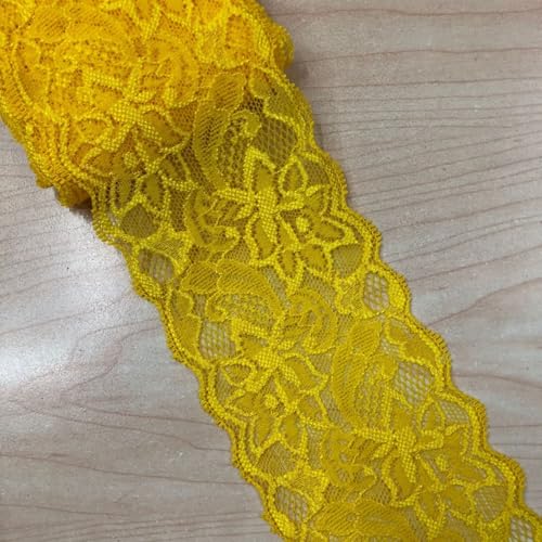 HSTWODE 2/5 Yards 8cm Breite Elastizität Spitzenbordüre Spitzenband,Bunte Spitzen-Blumen Borte Dekoband Zierspitze Zierband Spitzenstoff Spitzenborte zum Nähen,DIY Basteln (29#, 5 yards) von HSTWODE
