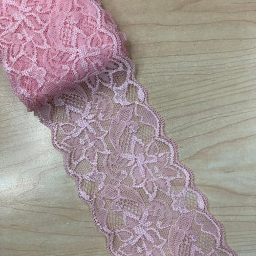HSTWODE 2/5 Yards 8cm Breite Elastizität Spitzenbordüre Spitzenband,Bunte Spitzen-Blumen Borte Dekoband Zierspitze Zierband Spitzenstoff Spitzenborte zum Nähen,DIY Basteln (30#, 5 yards) von HSTWODE