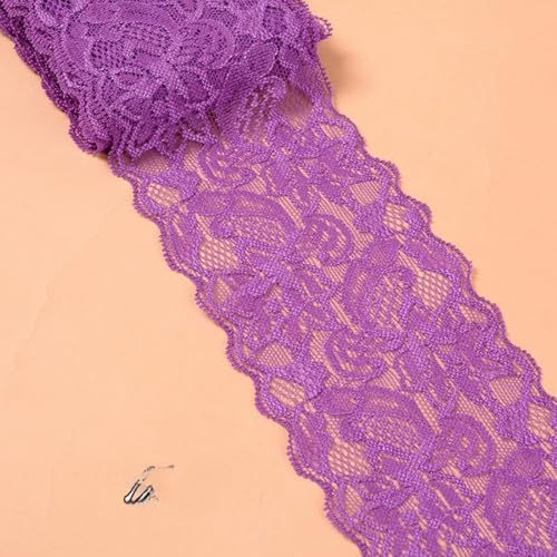 HSTWODE 2/5 Yards 8cm Breite Elastizität Spitzenbordüre Spitzenband,Bunte Spitzen-Blumen Borte Dekoband Zierspitze Zierband Spitzenstoff Spitzenborte zum Nähen,DIY Basteln (4#, 5 yards) von HSTWODE