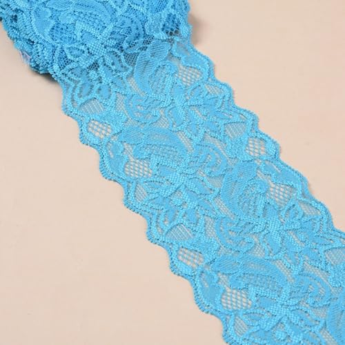 HSTWODE 2/5 Yards 8cm Breite Elastizität Spitzenbordüre Spitzenband,Bunte Spitzen-Blumen Borte Dekoband Zierspitze Zierband Spitzenstoff Spitzenborte zum Nähen,DIY Basteln (7#, 5 yards) von HSTWODE
