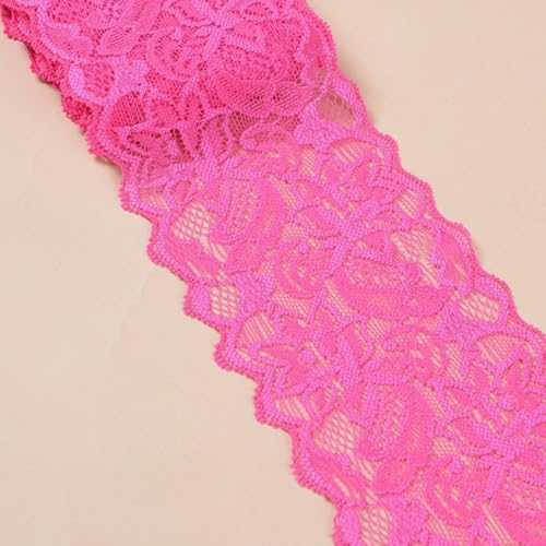 HSTWODE 2/5 Yards 8cm Breite Elastizität Spitzenbordüre Spitzenband,Bunte Spitzen-Blumen Borte Dekoband Zierspitze Zierband Spitzenstoff Spitzenborte zum Nähen,DIY Basteln (9#, 5 yards) von HSTWODE
