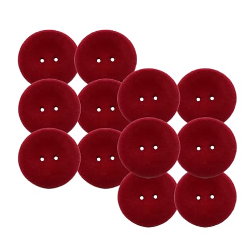 HSTWODE 2 Stück, Behaarte Harzknöpfe – Rund, 2 Löcher, 18/22mm, Für Mantel, Wollmantel & Winterjacke, Bunte Ersatzknöpfe, Passend für Kleidung Handwerk Nähen (Rot, 22mm) von HSTWODE