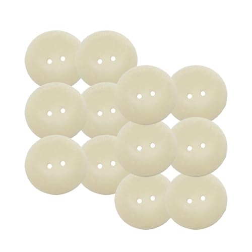HSTWODE 2 Stück, Behaarte Harzknöpfe – Rund, 2 Löcher, 18/22mm, Für Mantel, Wollmantel & Winterjacke, Bunte Ersatzknöpfe, Passend für Kleidung Handwerk Nähen (Weiß, 22mm) von HSTWODE