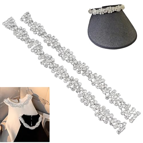 HSTWODE 2 Stück Silber Strass-Kette, strass borte,Zum Nähen von Strassband,Glitzer Kette Dekoration,DIY Blumenstrauß Dekoration Kleidung Hochzeit Kopfbedeckung (40cm lang) von HSTWODE