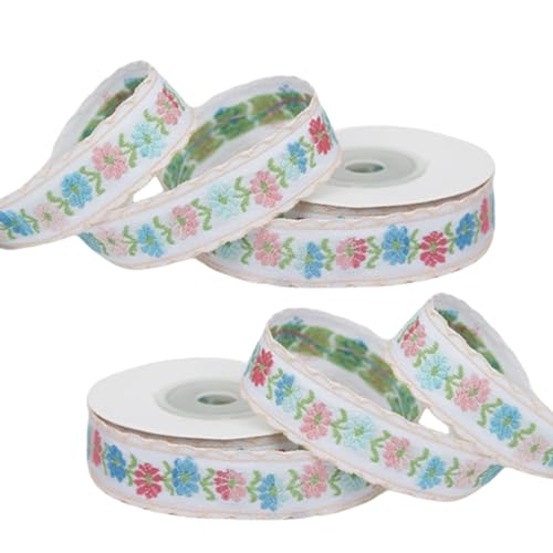 HSTWODE 2 Stück Stickerei Blume Trim, 1.6/2.5 cm breit Polyester Nähen Spitze Trim,Spitzenband im Vintage-Stil für Bowknot DIY Handwerk, Scrapbooking, Geschenkverpackungen (Blumen6#) von HSTWODE