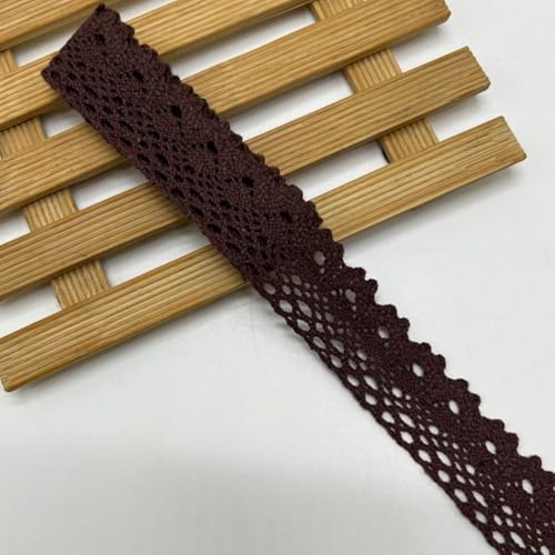HSTWODE 2.5cm×3/5 yardsVintage Spitzenband Borte aus Baumwolle Dekoband Zierband Spitzenstoff Spitzenborte Häkel-Borte für Nähen Handwerk Weihnachtsdekoration Hochzeit (Dunkelbraun, 5 yards) von HSTWODE