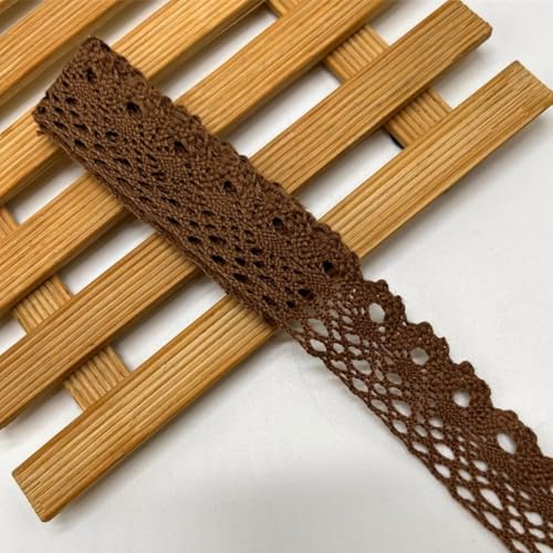 HSTWODE 2.5cm×3/5 yardsVintage Spitzenband Borte aus Baumwolle Dekoband Zierband Spitzenstoff Spitzenborte Häkel-Borte für Nähen Handwerk Weihnachtsdekoration Hochzeit (Hellbraun, 5 yards) von HSTWODE