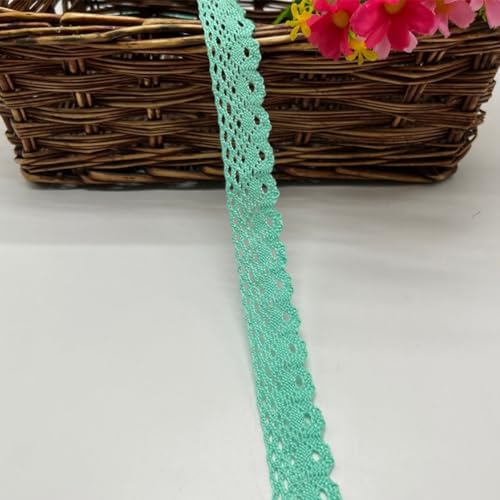 HSTWODE 2.5cm×3/5 yardsVintage Spitzenband Borte aus Baumwolle Dekoband Zierband Spitzenstoff Spitzenborte Häkel-Borte für Nähen Handwerk Weihnachtsdekoration Hochzeit (Hellgrün, 5 yards) von HSTWODE