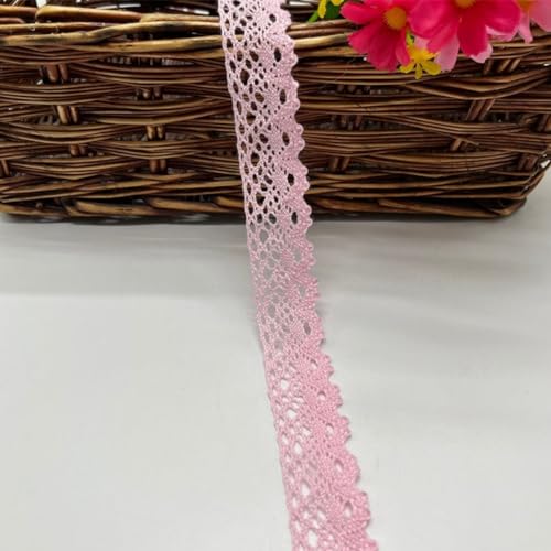 HSTWODE 2.5cm×3/5 yardsVintage Spitzenband Borte aus Baumwolle Dekoband Zierband Spitzenstoff Spitzenborte Häkel-Borte für Nähen Handwerk Weihnachtsdekoration Hochzeit (Rosa, 5 yards) von HSTWODE