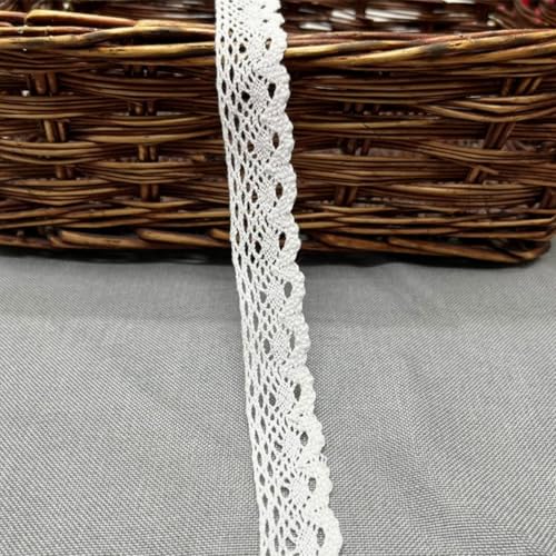 HSTWODE 2.5cm×3/5 yardsVintage Spitzenband Borte aus Baumwolle Dekoband Zierband Spitzenstoff Spitzenborte Häkel-Borte für Nähen Handwerk Weihnachtsdekoration Hochzeit (Weiß, 5 yards) von HSTWODE