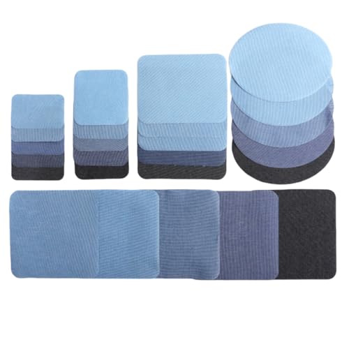 HSTWODE 20/25-teilig Patches zum aufbügeln in 5 Farben，bügelflicken jeans, Flicken Bügelflicken Bügeleisen Denim Patches Jeans Reparatursatz Set Aufbügelflicken (25) von HSTWODE