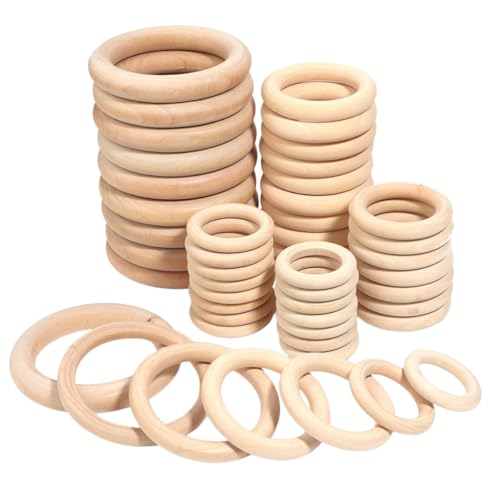 HSTWODE 20 Stk Makramee Holzring Hölzern,Natürlich Holz Ringe,Holzringe zum Basteln,Natürliche Holz Makramee Ringe,für DIY Schmuck, Handwerk(55mm-100mm) (Durchmesser 100 mm) von HSTWODE