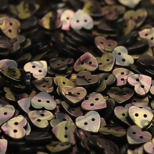 HSTWODE 20 Stück 11mm Herz-Quadrat Resin-Knöpfe – Für Kinderkleidung/Hemden/Pullover/Hosen/Kleider Nähen (Braun, Herzform 11MM) von HSTWODE
