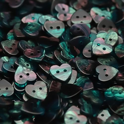 HSTWODE 20 Stück 11mm Herz-Quadrat Resin-Knöpfe – Für Kinderkleidung/Hemden/Pullover/Hosen/Kleider Nähen (Dunkelgrün, Herzform 11MM) von HSTWODE