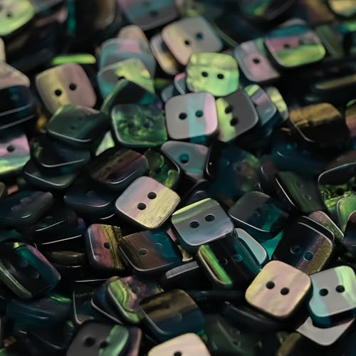 HSTWODE 20 Stück 11mm Herz-Quadrat Resin-Knöpfe – Für Kinderkleidung/Hemden/Pullover/Hosen/Kleider Nähen (Dunkelgrün, Quadrat 11MM) von HSTWODE