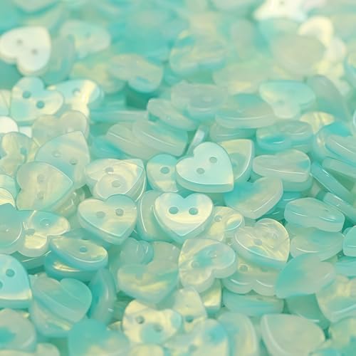 HSTWODE 20 Stück 11mm Herz-Quadrat Resin-Knöpfe – Für Kinderkleidung/Hemden/Pullover/Hosen/Kleider Nähen (Hellgrün, Herzform 11MM) von HSTWODE