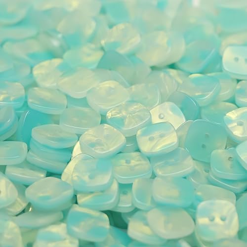 HSTWODE 20 Stück 11mm Herz-Quadrat Resin-Knöpfe – Für Kinderkleidung/Hemden/Pullover/Hosen/Kleider Nähen (Hellgrün, Quadrat 11MM) von HSTWODE
