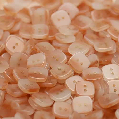 HSTWODE 20 Stück 11mm Herz-Quadrat Resin-Knöpfe – Für Kinderkleidung/Hemden/Pullover/Hosen/Kleider Nähen (Orange, Quadrat 11MM) von HSTWODE