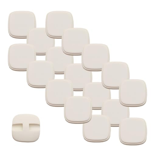 HSTWODE 20 Stück Harzknöpfe 30/34mm, Elegante einfache einfarbene quadratische Knöpfe für Basteln Dekorationen, Mäntel, Anzugsjacken, modische accessoires,Nähzubehör (Beige, 34mm) von HSTWODE