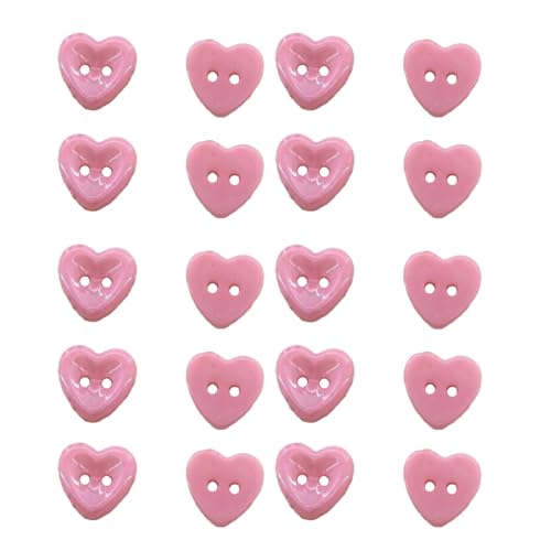 HSTWODE 20 Stück Niedliche Herz-Knöpfe – Bunte Glänzende 2-Loch Plastikknöpfe (11.6mm) für Kinderhemden, Cardigans & DIY (4#) von HSTWODE