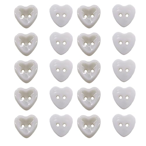 HSTWODE 20 Stück Niedliche Herz-Knöpfe – Bunte Glänzende 2-Loch Plastikknöpfe (11.6mm) für Kinderhemden, Cardigans & DIY (6#) von HSTWODE