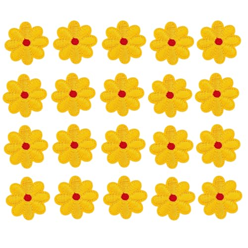 HSTWODE 20 Stück Patches zum Blumen Bügelflicken,Aufbügeln Blumen Bügelflicken Dekorative Bügelbilder für DIY Dekoration T-Shirt Rucksack Hoodies Schuhe Tasche (Gelb) von HSTWODE