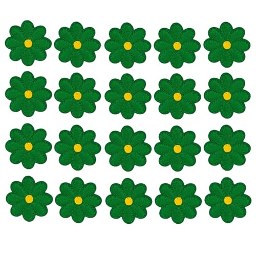 HSTWODE 20 Stück Patches zum Blumen Bügelflicken,Aufbügeln Blumen Bügelflicken Dekorative Bügelbilder für DIY Dekoration T-Shirt Rucksack Hoodies Schuhe Tasche (Grün) von HSTWODE