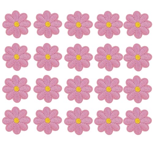 HSTWODE 20 Stück Patches zum Blumen Bügelflicken,Aufbügeln Blumen Bügelflicken Dekorative Bügelbilder für DIY Dekoration T-Shirt Rucksack Hoodies Schuhe Tasche (Hellrosa) von HSTWODE