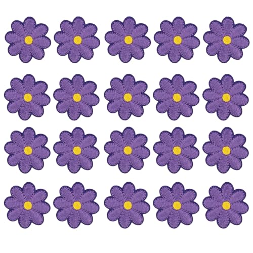 HSTWODE 20 Stück Patches zum Blumen Bügelflicken,Aufbügeln Blumen Bügelflicken Dekorative Bügelbilder für DIY Dekoration T-Shirt Rucksack Hoodies Schuhe Tasche (Lila) von HSTWODE