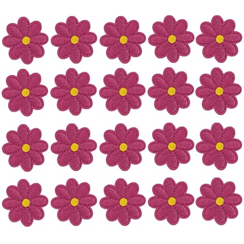 HSTWODE 20 Stück Patches zum Blumen Bügelflicken,Aufbügeln Blumen Bügelflicken Dekorative Bügelbilder für DIY Dekoration T-Shirt Rucksack Hoodies Schuhe Tasche (Rosa) von HSTWODE