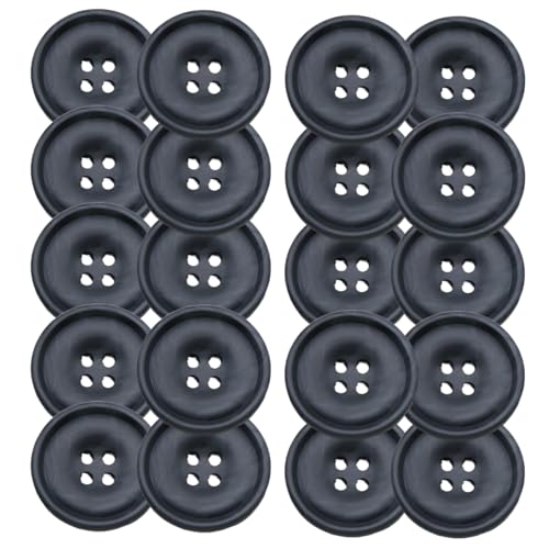 HSTWODE 20 Stück Runde Knöpfe aus Kunstharz 15-28 mm, Schwarze und Beige für Cardigan, Mäntel, Blazer, Jacken, DIY Kleidung, Ersatzknöpfe (Schwarz, 27mm) von HSTWODE