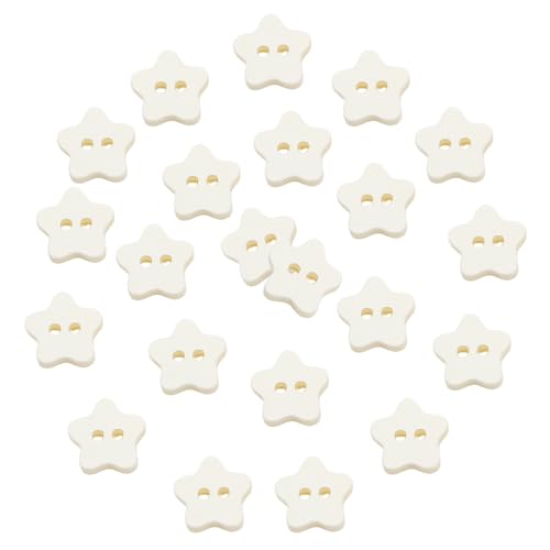 HSTWODE 20 Stücke 11-17mm Harz Stern Tasten 2 Löcher Flachrücken Button für Hemden Sammelalbum Kartenherstellung Nähen DIY Basteln Kleider Nähen Mantel Rund Knopf (Beige, 17mm) von HSTWODE