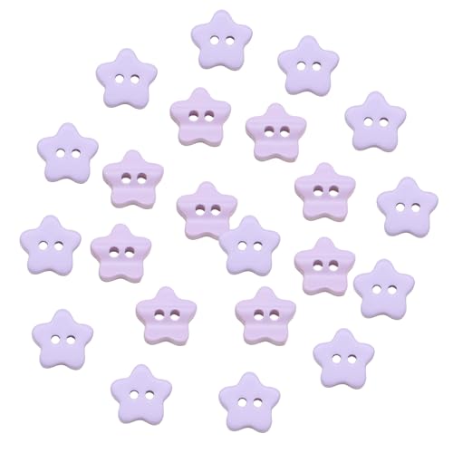 HSTWODE 20 Stücke 11-17mm Harz Stern Tasten 2 Löcher Flachrücken Button für Nähen DIY Basteln Kleider Nähen Mantel Hemden Sammelalbum Kartenherstellung Rund Knopf (Violett, 17mm) von HSTWODE