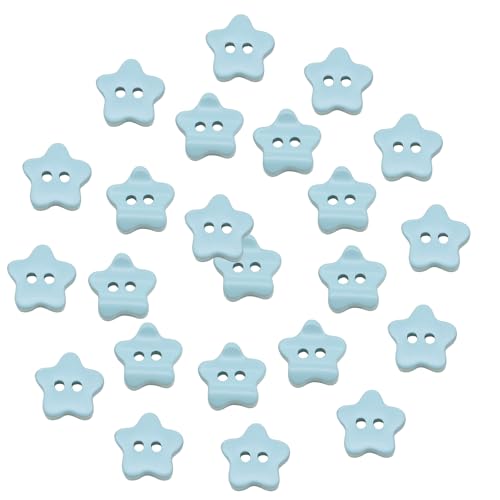 HSTWODE 20 Stücke 11-17mm Harz Stern Tasten 2 Löcher Rund Knopf Flachrücken Button für Nähen DIY Basteln Kleider Nähen Mantel Hemden Sammelalbum Kartenherstellung (Blau, 15mm) von HSTWODE