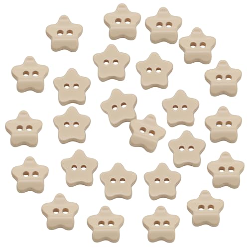 HSTWODE 20 Stücke 11-17mm Harz Stern Tasten 2 Löcher Rund Knopf für DIY Nähen Sammelalbum Kartenherstellung Handwerk DIY Handwerk (Khaki, 17mm) von HSTWODE