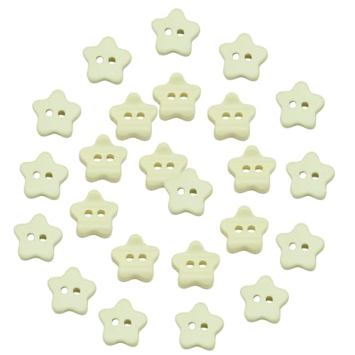 HSTWODE 20 Stücke 11-17mm Harz Stern Tasten 2 Löcher Rund Knopf für Nähen DIY Basteln Kleider Nähen Mantel Hemden Sammelalbum Kartenherstellung (Grün, 17mm) von HSTWODE