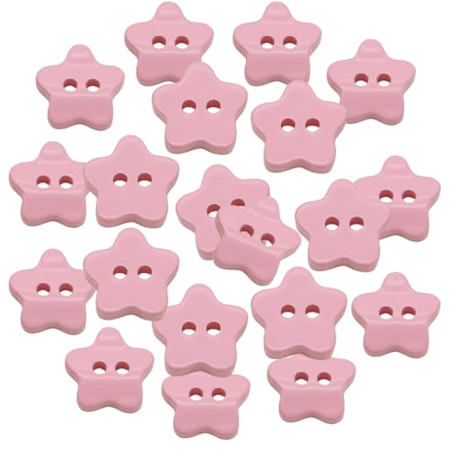 HSTWODE 20 Stücke 11-17mm Harz Stern Tasten 2 Löcher für DIY Nähen Sammelalbum Kartenherstellung Handwerk DIY Handwerk (Rosa, 17mm) von HSTWODE