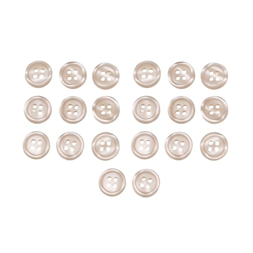HSTWODE 20 Stücke Bunte Knöpfe 11mm 4-Loch Harz Rund für Nähen Kinder DIY Handwerk Elegante Nähknöpfe für DIY Kleidung, Nähzubehör 13 Farben (Beige) von HSTWODE
