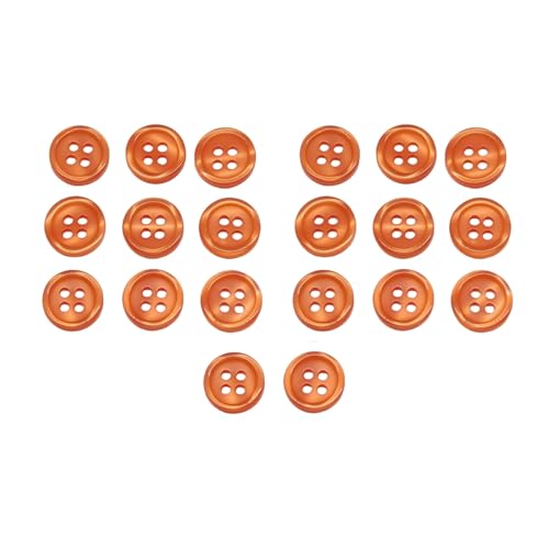 HSTWODE 20 Stücke Bunte Knöpfe 11mm 4-Loch Harz Rund für Nähen Kinder DIY Handwerk Elegante Nähknöpfe für DIY Kleidung, Nähzubehör 13 Farben (Orange) von HSTWODE