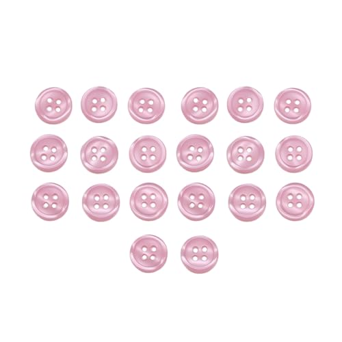 HSTWODE 20 Stücke Bunte Knöpfe 11mm 4-Loch Harz Rund für Nähen Kinder DIY Handwerk Elegante Nähknöpfe für DIY Kleidung, Nähzubehör 13 Farben (Rosa) von HSTWODE